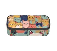 XULLZH Cute Cats in a Variety of Colors Print Large Capacity Compartments Pencil Case Pencil Pouch Bag Travel Toiletry Organizer Bag, Black, One Size, Modern
