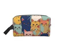 XULLZH Cute Cats in a Variety of Colors Print Large capacity Travel Portable Cosmetic Organizer Pouch Zipper Toiletry Storage Bag, White, One Size, White, One Size