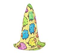 XULLZH Cute colorful sheep cartoon pattern Print Hooded Cape Halloween Christmas Cape Costume Women Men Adults Masquerade Dress Up