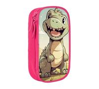 XULLZH Cute Dinosaur Print Large Capacity Zipper Pencil Box double-deck Pen Bag Make-up Pen Pouch Office Supply, Pink, One Size, Modern