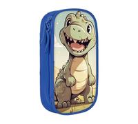 XULLZH Cute Dinosaur Print Large Capacity Zipper Pencil Box double-deck Pen Bag Make-up Pen Pouch Office Supply, Blue, One Size, Modern