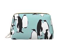 XULLZH Cute Penguins Print Leather Zip Portable for Women Travel Toiletry PouchKit Organizer Small Makeup Pouche, White, One Size, White, One Size