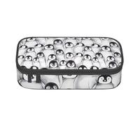 XULLZH Cute Penguins Sketch Print Large Capacity Compartments Pencil Case Pencil Pouch Bag Travel Toiletry Organizer Bag, Black, One Size, Modern