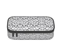 XULLZH Cute Penguins Sketch Print Large Capacity Compartments Pencil Case Pencil Pouch Bag Travel Toiletry Organizer Bag, Black, One Size, Modern