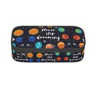 XULLZH Cute Planet Print Large Capacity Compartments Pencil Case Pencil Pouch Bag Travel Toiletry Organizer Bag, Black, One Size, Modern