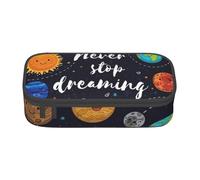 XULLZH Cute Planet Print Large Capacity Compartments Pencil Case Pencil Pouch Bag Travel Toiletry Organizer Bag, Black, One Size, Modern