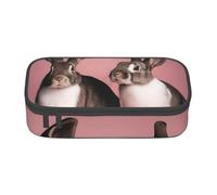 XULLZH Cute Rabbits Print Large Capacity Compartments Pencil Case Pencil Pouch Bag Travel Toiletry Organizer Bag, Black, One Size, Modern