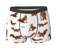 XULLZH Cute Squirrel Print Men's Boxer Briefs Comfortable Underwear Trunks Soft Stretch Moisture-Wicking, Black, XL