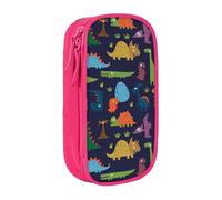 XULLZH Dinosaur Palm Leaf Print Large Capacity Zipper Pencil Box double-deck Pen Bag Make-up Pen Pouch Office Supply, Pink, One Size, Modern
