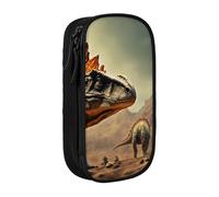 XULLZH Dinosaur Print Large Capacity Zipper Pencil Box double-deck Pen Bag Make-up Pen Pouch Office Supply, Black, One Size, Modern