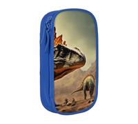 XULLZH Dinosaur Print Large Capacity Zipper Pencil Box double-deck Pen Bag Make-up Pen Pouch Office Supply, Blue, One Size, Modern