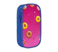 XULLZH Donut Print Large Capacity Zipper Pencil Box double-deck Pen Bag Make-up Pen Pouch Office Supply, Blue, One Size, Modern