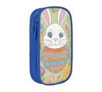 XULLZH Easter Bunny Floral Print Large Capacity Zipper Pencil Box double-deck Pen Bag Make-up Pen Pouch Office Supply, Blue, One Size, Modern