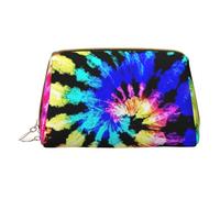 XULLZH Exotic Tribe Tie Dye Style Print Leather Zip Portable for Women Travel Toiletry PouchKit Organizer Small Makeup Pouche, White, One Size, White, One Size