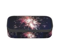 XULLZH Explosion Firework Print Large Capacity Compartments Pencil Case Pencil Pouch Bag Travel Toiletry Organizer Bag, Black, One Size, Modern