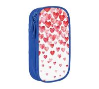 XULLZH Falling Red Hearts Print Large Capacity Zipper Pencil Box double-deck Pen Bag Make-up Pen Pouch Office Supply, Blue, One Size, Modern