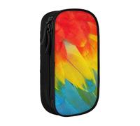 XULLZH Fantastic Parrot Feather Print Large Capacity Zipper Pencil Box double-deck Pen Bag Make-up Pen Pouch Office Supply, Black, One Size, Modern