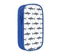 XULLZH fish and shark Print Large Capacity Zipper Pencil Box double-deck Pen Bag Make-up Pen Pouch Office Supply, Blue, One Size, Modern
