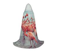 XULLZH Flock of Red Flamingos on The Beach Print Hooded Cape Halloween Christmas Cape Costume Women Men Adults Masquerade Dress Up