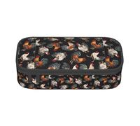 XULLZH French Roosters Print Large Capacity Compartments Pencil Case Pencil Pouch Bag Travel Toiletry Organizer Bag, Black, One Size, Modern