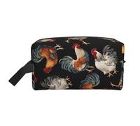 XULLZH French Roosters Print Large capacity Travel Portable Cosmetic Organizer Pouch Zipper Toiletry Storage Bag, White, One Size, White, One Size