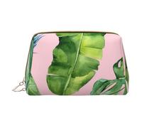 XULLZH Fresh banana leaves Print Leather Zip Portable for Women Travel Toiletry PouchKit Organizer Small Makeup Pouche, White, One Size, White, One Size