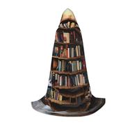 XULLZH Funny Book Shelves Collection and Ladder Print Hooded Cape Halloween Christmas Cape Costume Women Men Adults Masquerade Dress Up