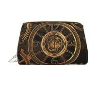 XULLZH Gears Clock Bronze Century Print Leather Zip Portable for Women Travel Toiletry PouchKit Organizer Small Makeup Pouche, White, One Size, White, One Size