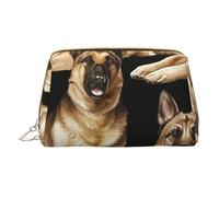 XULLZH German shepherd dog Print Leather Zip Portable for Women Travel Toiletry PouchKit Organizer Small Makeup Pouche, White, One Size, White, One Size