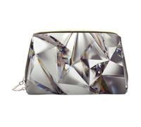 XULLZH Glitter Abstract Diamond Crystal Pattern Print Leather Zip Portable for Women Travel Toiletry PouchKit Organizer Small Makeup Pouche, White, One Size, White, One Size