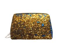 XULLZH Glitter pattern Print Leather Zip Portable for Women Travel Toiletry PouchKit Organizer Small Makeup Pouche, White, One Size, White, One Size