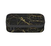 XULLZH Gold Black Wallpaper Print Large Capacity Compartments Pencil Case Pencil Pouch Bag Travel Toiletry Organizer Bag, Black, One Size, Modern