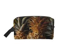 XULLZH Gold Glitter Pineapples Fruit Print Large capacity Travel Portable Cosmetic Organizer Pouch Zipper Toiletry Storage Bag, White, One Size, White, One Size