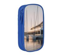 XULLZH Golf Yacht Club Print Large Capacity Zipper Pencil Box double-deck Pen Bag Make-up Pen Pouch Office Supply, Blue, One Size, Modern