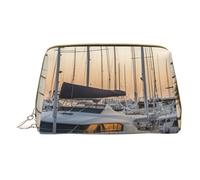 XULLZH Golf Yacht Club Print Leather Zip Portable for Women Travel Toiletry PouchKit Organizer Small Makeup Pouche, White, One Size, White, One Size