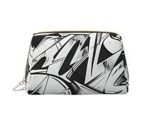 XULLZH Graffiti Drawing Print Leather Zip Portable for Women Travel Toiletry PouchKit Organizer Small Makeup Pouche, White, One Size, White, One Size