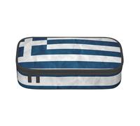 XULLZH greek flag Print Large Capacity Compartments Pencil Case Pencil Pouch Bag Travel Toiletry Organizer Bag, Black, One Size, Modern