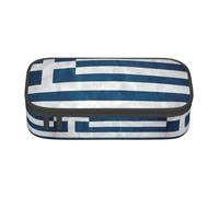 XULLZH greek flag Print Large Capacity Compartments Pencil Case Pencil Pouch Bag Travel Toiletry Organizer Bag, Black, One Size, Modern