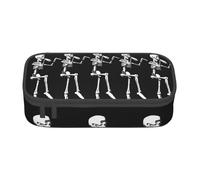 XULLZH Halloween Posable Skeleton Skull Print Large Capacity Compartments Pencil Case Pencil Pouch Bag Travel Toiletry Organizer Bag, Black, One Size, Modern