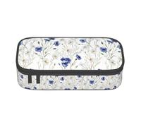XULLZH Hand Drawn Flower Print Large Capacity Compartments Pencil Case Pencil Pouch Bag Travel Toiletry Organizer Bag, Black, One Size, Modern