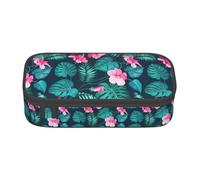 XULLZH Hawaii Red Flower Print Large Capacity Compartments Pencil Case Pencil Pouch Bag Travel Toiletry Organizer Bag, Black, One Size, Modern