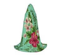 XULLZH Hawaiian Tropical Leaves Flowers Print Hooded Cape Halloween Christmas Cape Costume Women Men Adults Masquerade Dress Up