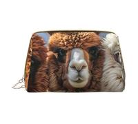 XULLZH I Love Alpacas Print Leather Zip Portable for Women Travel Toiletry PouchKit Organizer Small Makeup Pouche, White, One Size, White, One Size