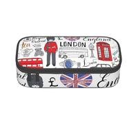 XULLZH I Love London Print Large Capacity Compartments Pencil Case Pencil Pouch Bag Travel Toiletry Organizer Bag, Black, One Size, Modern