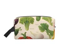 XULLZH Introduction of various vegetables Print Large capacity Travel Portable Cosmetic Organizer Pouch Zipper Toiletry Storage Bag, White, One Size, White, One Size