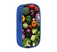 XULLZH Introduction of various vegetables Print Large Capacity Zipper Pencil Box double-deck Pen Bag Make-up Pen Pouch Office Supply, Blue, One Size, Modern