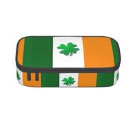 XULLZH Irish Flag Print Large Capacity Compartments Pencil Case Pencil Pouch Bag Travel Toiletry Organizer Bag, Black, One Size, Modern