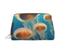XULLZH Jellyfish ocean Print Leather Zip Portable for Women Travel Toiletry PouchKit Organizer Small Makeup Pouche, White, One Size, White, One Size