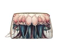 XULLZH Jellyfish Pattern Print Leather Zip Portable for Women Travel Toiletry PouchKit Organizer Small Makeup Pouche, White, One Size, White, One Size