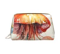 XULLZH Jellyfish Pattern Print Leather Zip Portable for Women Travel Toiletry PouchKit Organizer Small Makeup Pouche, White, One Size, White, One Size